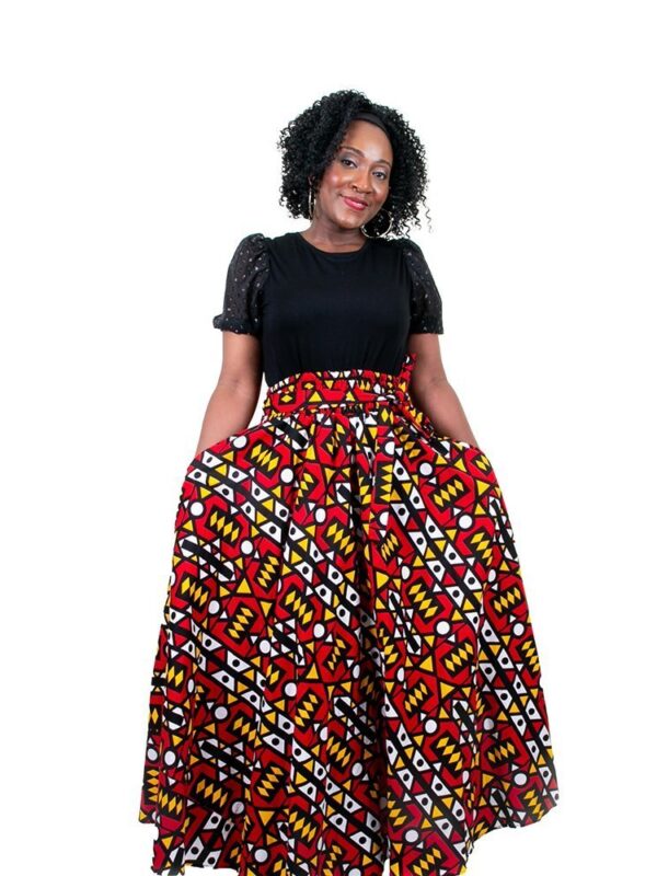Red and White Maxi Skirt