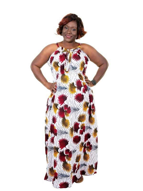 White and Red Strap Detail Maxi Dress