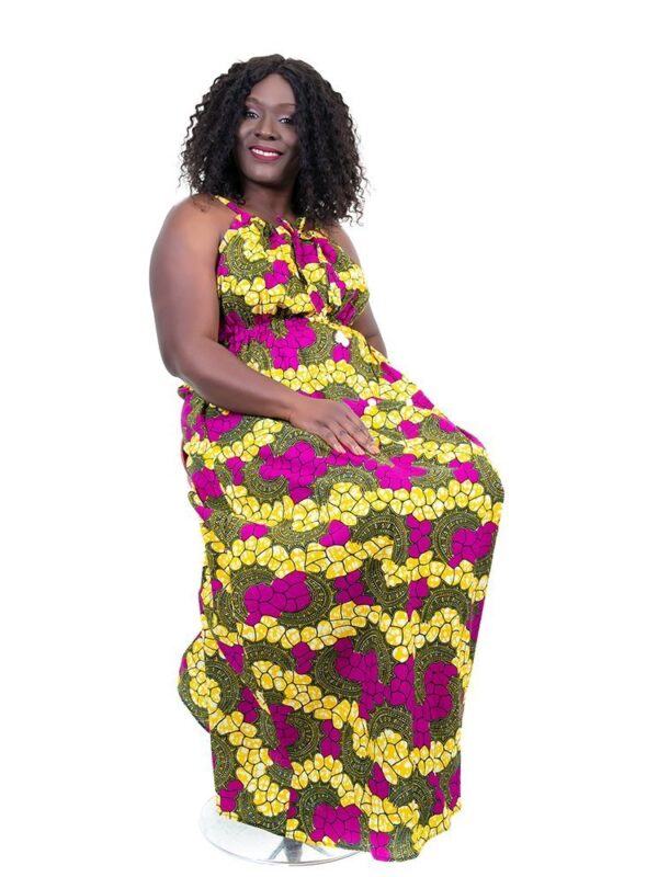 Yellow and Purple Strap Detail Maxi Dress